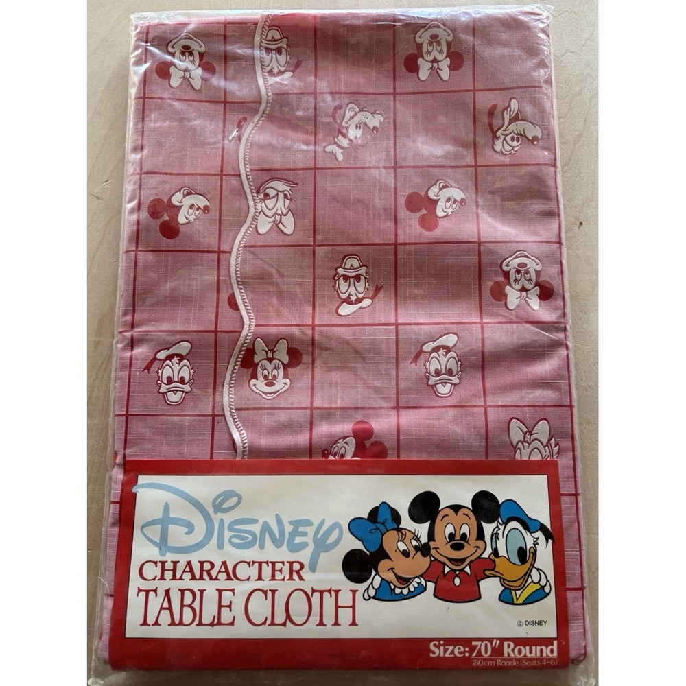 Vtg 1986 Disney Character Tablecloth NIP 70" Round Embossed Mickey Minnie Donald